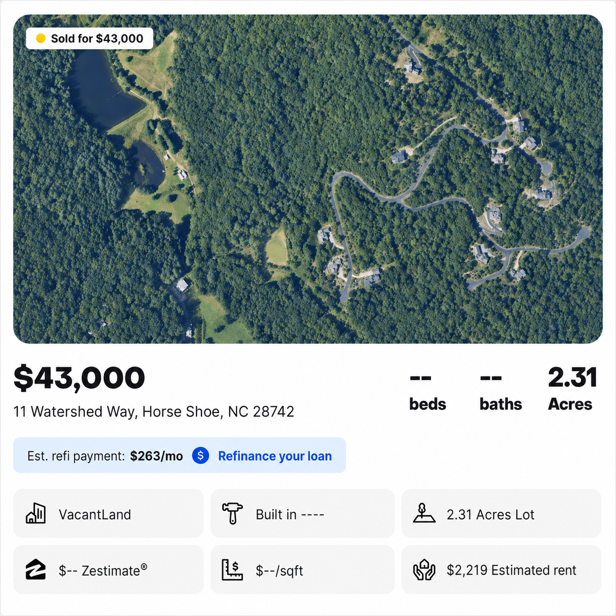 Closed listing graphic for 11 Watershed Way, Horse Shoe, North Carolina